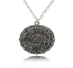 Movie Jewelry Pirates Necklace Vintage Bronze Silver Designer Skull Coin Pendant Necklace Men Gift Souvenirs Party Friendship Gift8811800