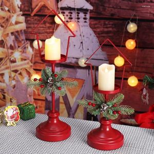 Titulares de vela Decoração de Natal Metal Candlestick Xmas Stand Ferro para House Shop Window Bar Garden Decoration 87ha