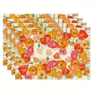 Bord mattor 4st. Kör akvarell Flower Placemat 30 45 cm linne Penoy Daisy Rose Dining For Home El Decoration