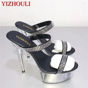 Dance Shoes Women 6 Inch Stripper 15CM High-Heeled Noble Elegant Platform Gladiator Rhinestone All-Match Formal