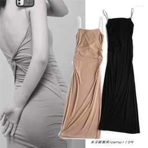Casual Dresses Autumn Lady Temperament Fashion Sexy Open Back Sheath Tight Slimming Long Sling Dress Inner