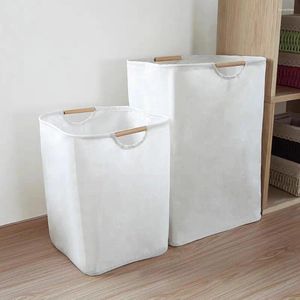 Laundry Bags 36L/60L Bathroom Foldable Basket Dirty Clothes Storage Cotton And Flax Accessories Waterproof Washable Wooden Handle