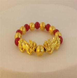 CK012 Feng Shui Red Agate Double 3D Pixiu Bead Braclet Bracelet Women Fashion Pixiu Charms Bracelet7309314