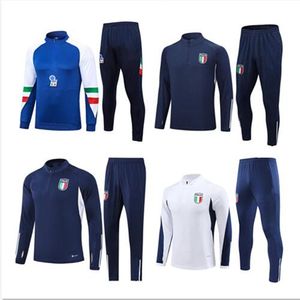 23 24 25 25 Itália Sobrevinhamento Longo Menina de Treinamento de Jacket Half Zip Soccer 2023 2024 Italia Man Futebol Setes Set Sportswear