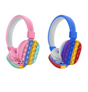 Силиконовые наушники толкайте пузырьковые игрушки с радужными головами простая и милая Bluetooth Stereo Headse Decompression Toy1715899