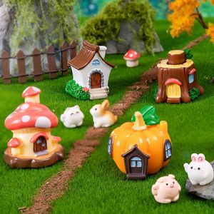 Cartoon Pumpkin House 3D Miniature DIY Car Ornaments Aquarium Landscaping Accessories Fairy Garden Decoration Mushroom Figurine