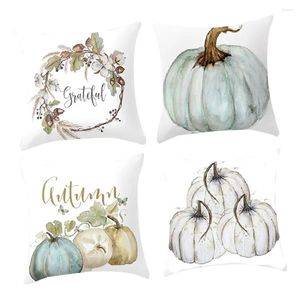 Kudde 4 PCS Halloween Heminredning Kudde täcker fyrkantig dekorera dekorativt kast kort plysch pumpa soffa