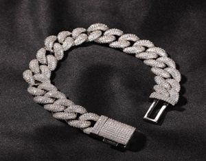 Moda Mens Hip Hop Bracelet Jóias 3D Iced Chain Gold Prata Miami Correias de Link Cuban Link 14mm2120348