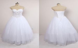 New Design Sweetheart Ball Gown Floor Length White Wedding Dresses Gorgeous Beaded Pearls Bridal Wedding Gowns Real Sample9459530