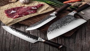 Högkolstål kockkniv klädd smidd stål boning skivning slaktkök knivar kött klyver kök slaktande kniv hela8108473