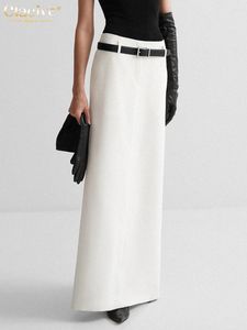Kjolar clablive casual vit rak kvinna mode 2024 elegant hög midja lång enkel kontor lady kjol kvinnliga kläder
