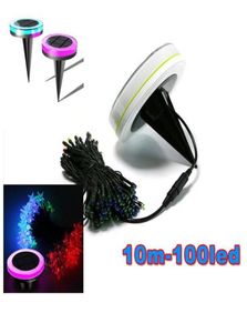 Lampa słoneczna z 10 m 100 LEDS RGB Świąteczne światła sznurkowe na zewnątrz LED Świąteczne światło ozdobne Latarn Waterproof8343794