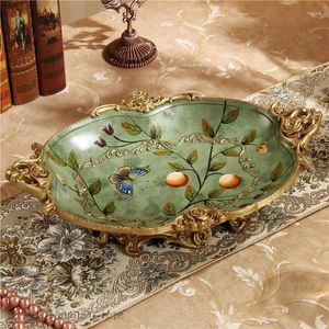 Plates European-style Fruit Plate L Housewarming Gift Items Retro Home Decoration Resin Tabletop Living Room Coffee Table