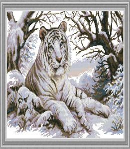 Tiger Home Decor Diy Artwork Kit Handmade Cross Stitch Craft Tools Brodery Needwork Set Counted Print på Canvas DMC 14CT 11907217