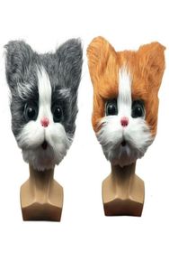 Süße Katzenmaske Halloween Neuheit Kostümparty Full Head Maske 3D Realistic Animal Cat Head Mask Cosplay Requisiten 2207258559461