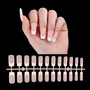 2024 24Pcs/bag French False Nails Frosted Press on Fake Nail Tips Full Cover Artificial Fingernails Ballet Detachable for French False Nails