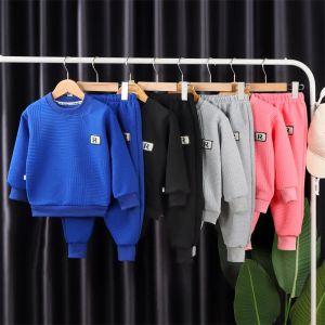 Trousers Baby Warm Sets 2023 Spring Autumn New Trend Suit Boys Girls Sweatshirt Outfit Kids Cotton Top Casual Sports Pants 2Pcs 114Y