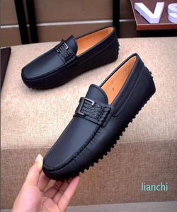 Luxury Mens Loafers Genuine Leather Slip On Flat Heel Wedding Business Dress Driving Shoes Size 38452569158