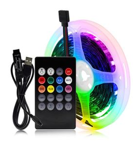 RGB متغيرة USB LED Strip 5050 DIY LED LED LED مرنة التحكم بلوتوث التحكم في الموسيقى LED LED الخلفية الإضاءة 8120901