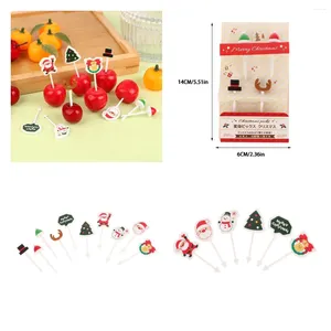 Forks 4/6pcs Noel Meyve Çatal Yaratıcı Öğle Yemeği Bento Aksesuarlar Festival Partisi Dekorasyon Sevimli Cupcake Ekleme Kürek Kakısı