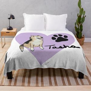 Cobertores Love Tasha the Dog - Comissão de Pet 03 Flanela Estética Pele Luxury Throw Blanket
