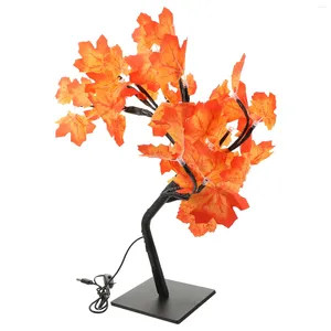 Decorative Flowers LED Maple Tree Light Desk Lighted Bedside Lamp Small Up Trees Decor Indoor Pvc For Decoration Inside