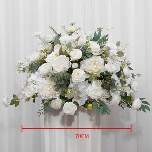 Kwiaty dekoracyjne 70 cm droga ołowiu kwiatowa kula sztuczna róży ozdoby ślubne Walentynki stół prezentowy