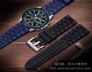 Titta på band Dark Blue Black Watchband Strap 20mm 22mm 23mm gummi armband Bältesvattentät mjukt mätare för varumärkesmän klockor9919679