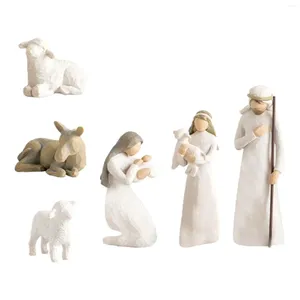 Figurine decorative 6/10 pezzi di natività natalizia Resin Holy Family Sculpures Gesù Ornamento per la decorazione da tavolo da casa