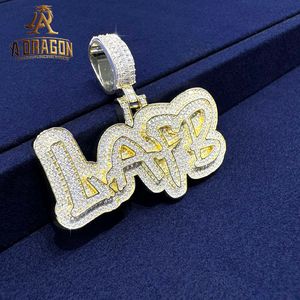 VVS Moissanite Diamonds Lettera personalizzata Pendente iniziale Factory Wholesale Sterling Sier Fine Jewelry Hip Hop Pendants