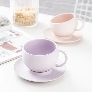 Cups Saucers Nordic Luxury Creativity Saucer Ceramics Modern Solid Color Manual Eco Friendly Coffee Cup Reableable Canecas Desktop Art EK50BD