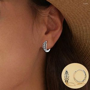 Orecchini a cerchio 925 Sterling Silver Plant for Women Girl Hollow Out Leaf Geometric Design Gioielli Gioielli Drop