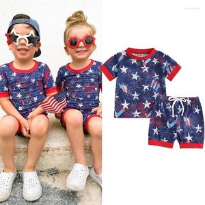 Set di abbigliamento FocusNorm Independence Day Baby Boys Clothes 0-3y Short Short Shorwork Star Star Tops Shorts Set