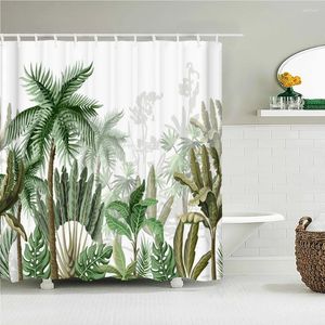 Shower Curtains Tropical Green Plant Leaf Palm Tree Bathroom Curtain Frabic Waterproof Polyester With Hooks