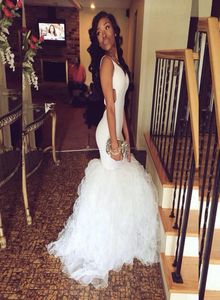 Custom Made 2019 New Sexy African White Organza Mermaid Style Dresses PROME