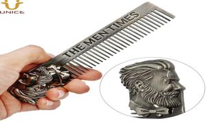 MOQ 50 PCS Classic Metal Hair Beard pente para liga de zinco Retro MEN039S Bigode Combs Anti estático LOGOTO Custom Logo2001960