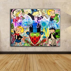 New York Neon Sign By Alec Graffiti Pop Art Poster Modern Abstract Wall Art Oil Painting Street Art Canvas Prints Wall Pictures for Bedroom Home Decor