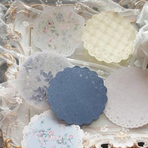 Gift Wrap 10 Sheet Lace Round Pink Yellow Blue Calico Design Craft Paper Tag Decoration Scrapbooking DIY Background Use