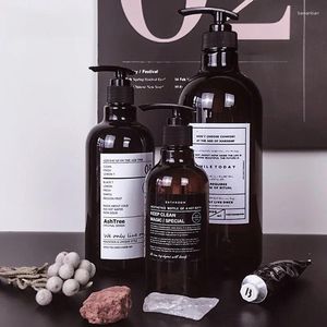 Liquid Soap Dispenser Nordic Brown Bath Refillable Bottle Dusch Gel Shampoo Press Storage flaskor 250/500 ml