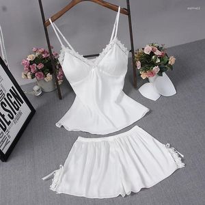 Ev Giyim Seksi Yaz Kadınları 2pc Robe Banyo Elbise Kayışı Üst Pantolon Pijama Setleri Lady Lady Wear Nightgown Suit Sleepshirt M-XXL