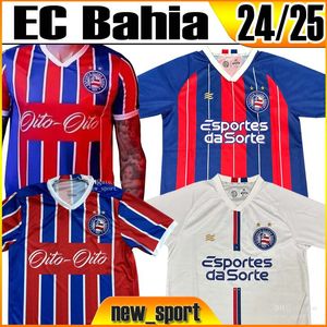 24 25 Ec Bahia Gilberto Hombres Soccer Jerseys Rossi Flavio Rodriguinho 2024 2025ホームアウェイフットボールシャツクラブショートスリーブカミゼタデフールボールシャツ