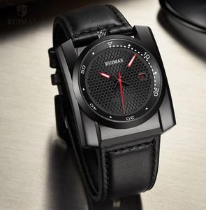 Ruimas Luxury Automatic Watches Men Square Dial Mechanical Watch Black Leather Wristwatch Relogios Masculino Clock 67756999796