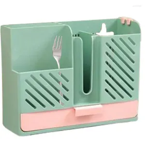 Kitchen Storage Chopsticks Rack With Catch Pan And Drain Hole Wall Free Punch Chopstick Holder Utensil Holders For