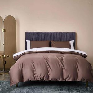 Bedding Sets 50 Brown Solid 60S Egyptian Cotton Satin El Linens Fitted Sheet Ru Europe Set Duvet Cover