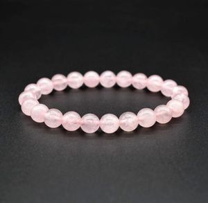 6 8 10 mm Pink Rose powder Crystal quartz natural stone Bracelet Elastic pulse jewelry9009171