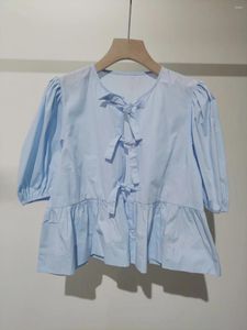 Женские блузки 2024 модный пузырь с коротким рукавом с коротким рубашкой с коротким рубашкой.