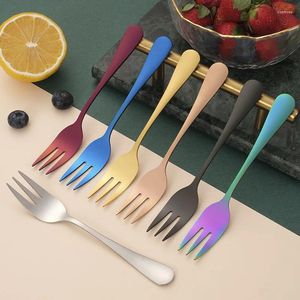 Forks set da tè in acciaio inossidabile dessert di frutta oro piccoli per la torta snack insalata nera Dince mini