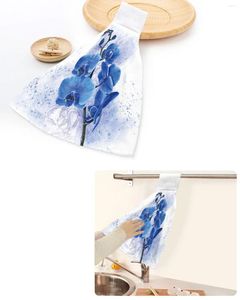 Ręcznik akwarela niebieski kwiat phalaenopsis ręczniki rąk do domu kuchnia łazienka wiszące szklanki pętle miękkie chłonne niestandardowe wycieranie