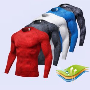 T-Shirts Winter Men Long Sleeve Running Sports T Shirt Clothing Mens Thermal Muscle Bodybuilding Gym Compression Quick dry Tights Shirt