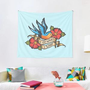 Gobeliny robię to, co chce vintage bluebird i tatuaż róży gobelin ściany deco wiszące słodko